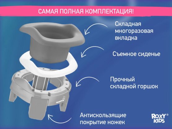 Olita de calatorie HandyPotty Roxy Kids 3x1, Gri (HP-255GG)