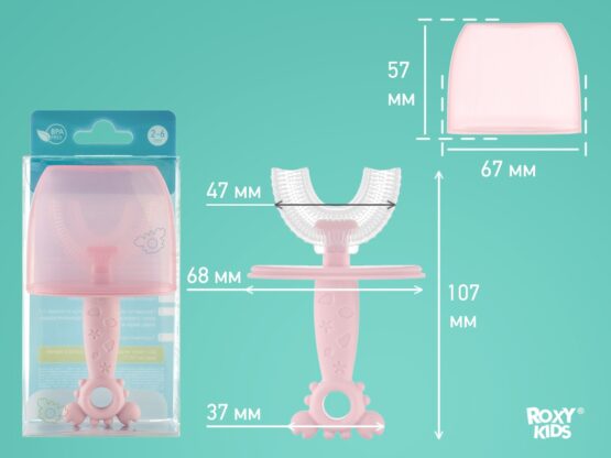 Periuta-masaj de dinti pentru copii Roxy Kids Crab, Roz (RTM-005-P)