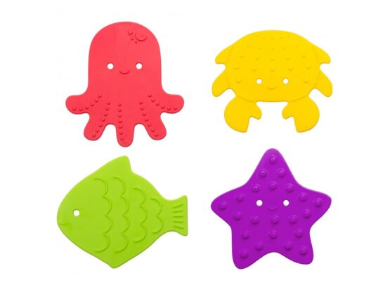 Набор противоскользящих мини-ковриков Roxy Kids «Sea Animals», 4 шт., яркий (RBM-010-4)