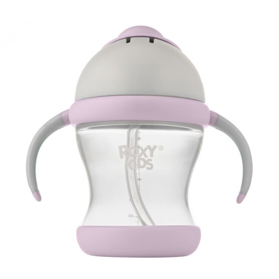 Поильник-непроливайка с трубочкой Roxy Kids, Серо-Лавандовый (RFD-008-Gr)