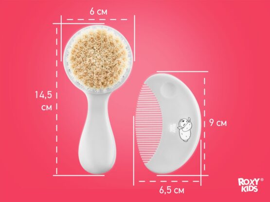 Pieptene-perie moale Roxy Kids din lână de oaie, Gri (RBH-003-Gr)