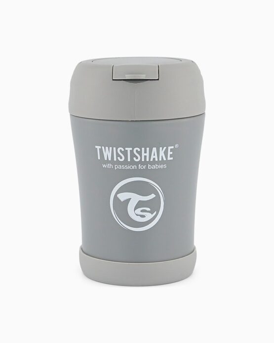 Recipient termic din otel inoxidabil Twistshake pentru alimente cu lingurita 350ml, Gri, (78751)