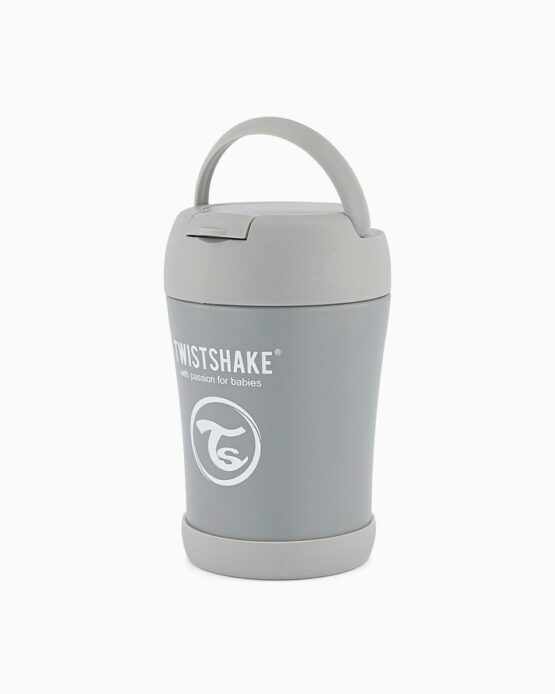 Recipient termic din otel inoxidabil Twistshake pentru alimente cu lingurita 350ml, Gri, (78751)