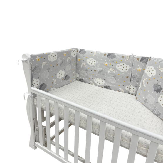 Бортики в кроватку на 4 стороны с молнией 120*60 см Grey Clouds ES