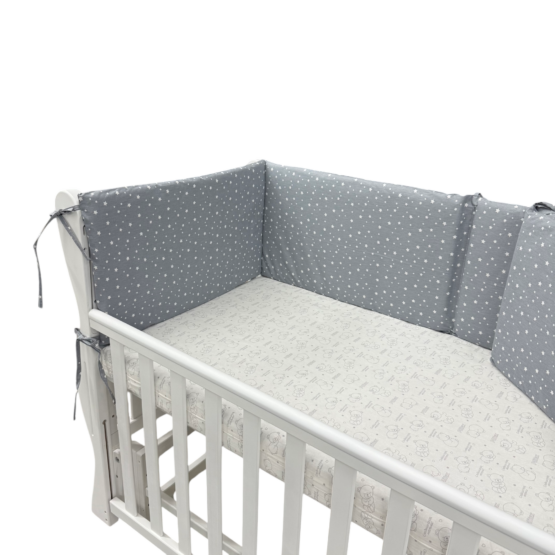 Бортики в кроватку на 4 стороны с молнией 120*60 см Little Grey Stars ES