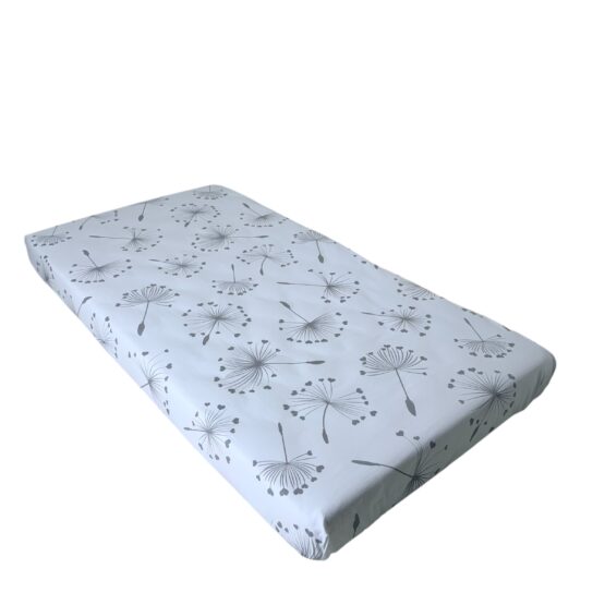 Cearsaf cu elastic Holala Kids  White Dandelions, 160*80 cm