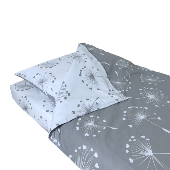 Set lenjerie 3 piese p/p 120*60 cm Dandelions White/Grey ES