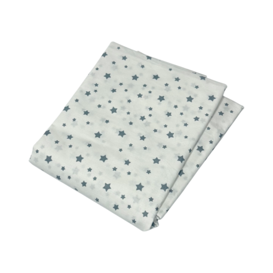 Cearsaf cu elastic Holala Kids Little Cyan Stars, 120*60 cm