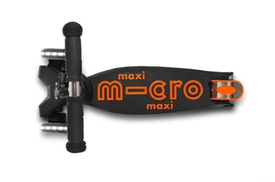 Trotineta Micro Maxi Deluxe LED Black Orange