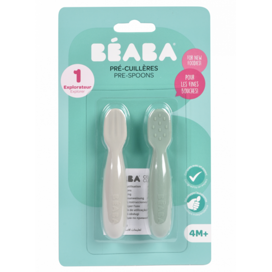 Набор из 2 силиконовых ложек Beaba  Sage Green/Velvet Grey B913578