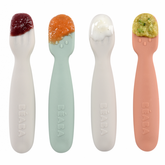 Set 2 linguri silicon Beaba Sage GreenVelvet Grey