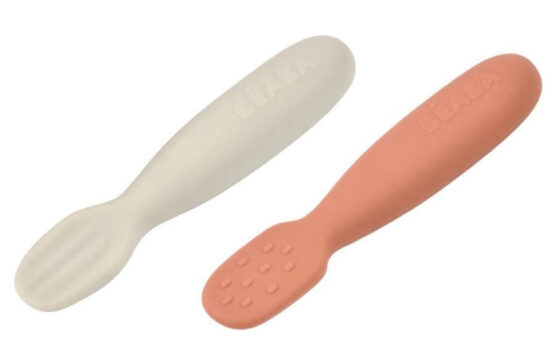 Set 2 linguri silicon Beaba TerracottaVelvet Grey