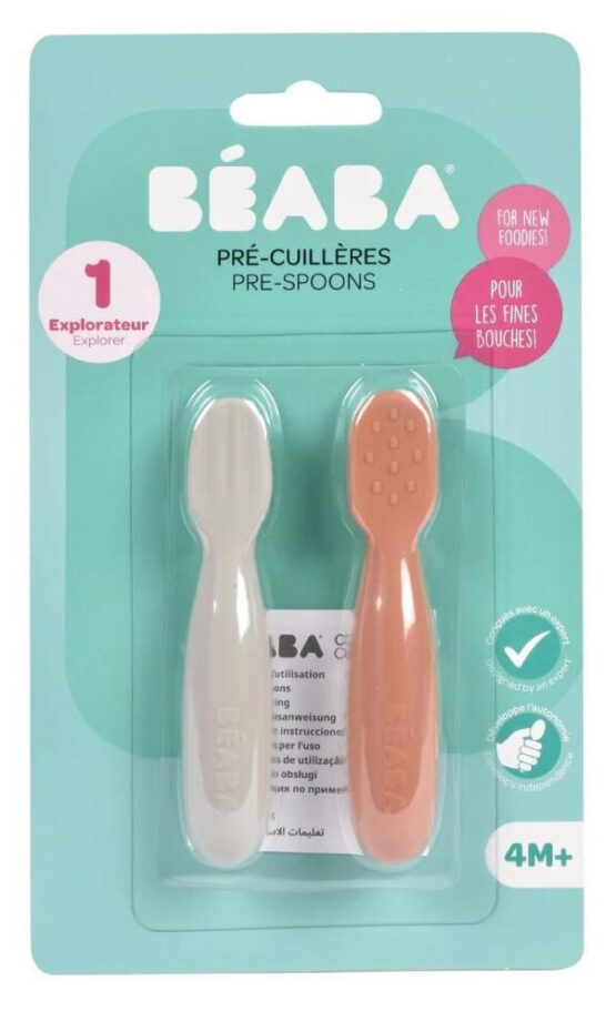 Набор из 2 силиконовых ложек Beaba Terracotta/Velvet Grey B913579