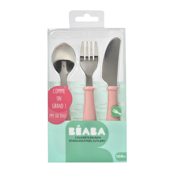 Set 3 tacamuri din inox Beaba Pink