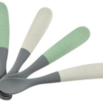 Set 4 lingurite din silicon Beaba Bicolor Mineral