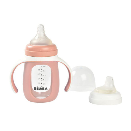 Biberon de Invatare 2in1 Beaba 210 ml Old Pink