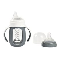 Biberon de invatare 2in1 din Sticla Beaba 210 ml Mineral Grey