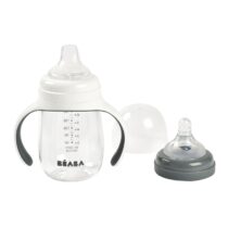 Biberon de invatare 2in1 din Tritan Beaba 210 ml Mineral Grey