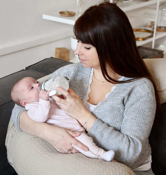 Biberon de invatare 2in1 din Tritan Beaba 210 ml Mineral Grey