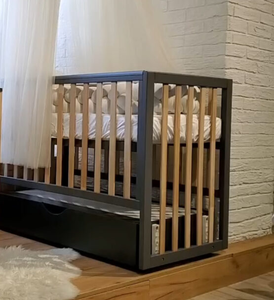 Pătuţ Eucalyptus Mia Elite Premium Transversal (DS-E406) Grafit+Natural