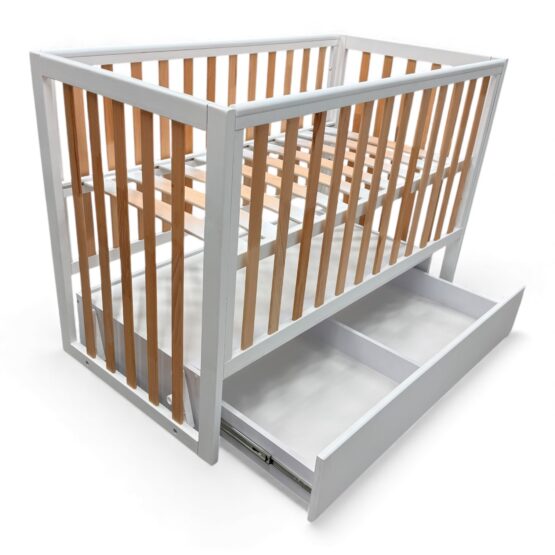 Pătuţ Eucalyptus Mia Premium Elite Transversal (DS-406) Alb+Natural