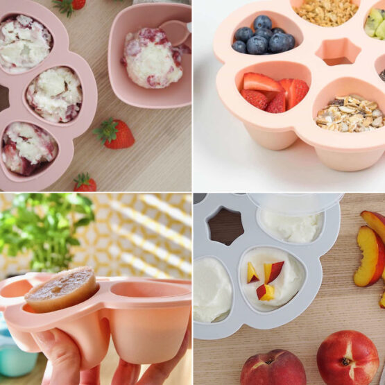 Recipient ermetic silicon multiportii 6×90 ml Beaba Windy Blue, B912493