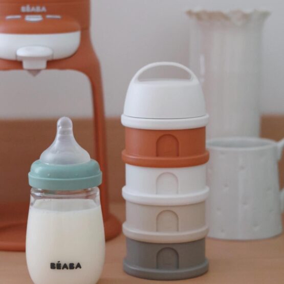 Recipient lapte praf 4 compartimente Beaba Cotton Terracotta