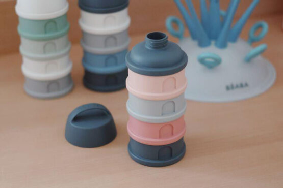 Recipient lapte praf 4 compartimente Beaba Mineral Grey Blue