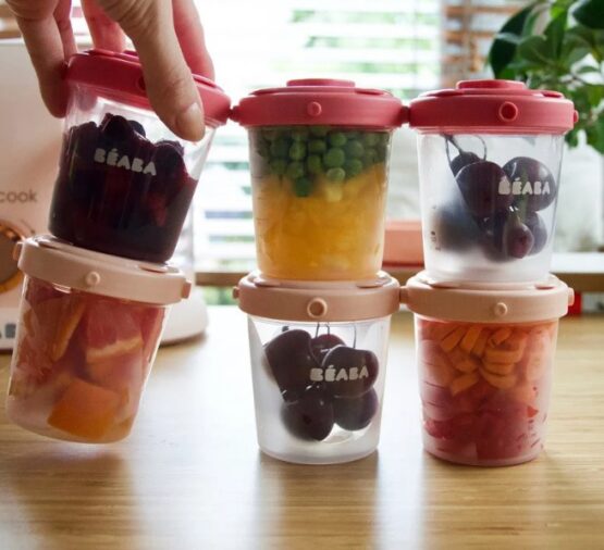 Set 6 recipiente Beaba 2x60ml, 4x120ml, Roz B912597