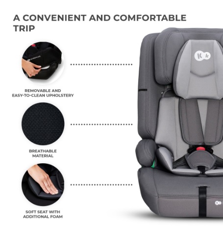 Scaun auto KinderKraft Safety Fix 2 i-Size, 9-36 kg, Gri
