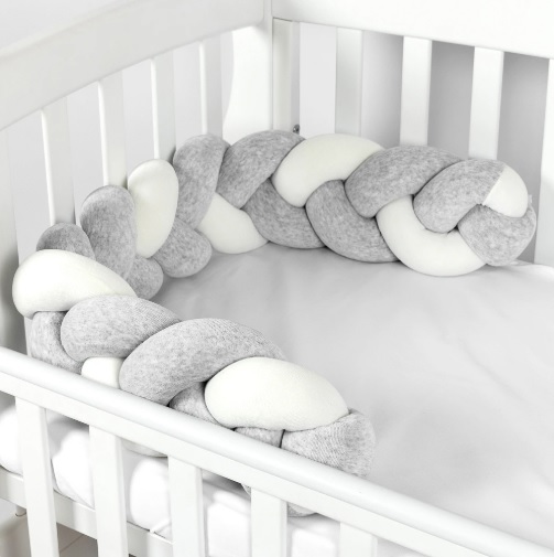 Apărătoare pătuț PernaMea Cosiță Gri (1 piesă), 120x15 cm