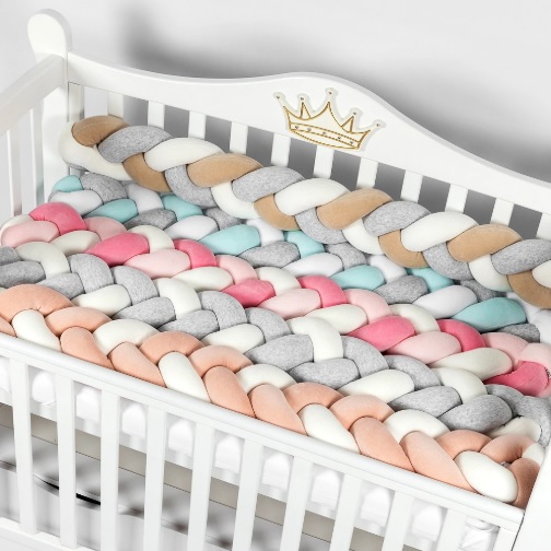 Apărătoare pătuț PernaMea Cosiță Gri (1 piesă), 120x15 cm