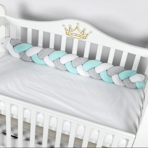 Apărătoare pătuț PernaMea Cosiță Turcoaz (1 piesă), 120x15 cm