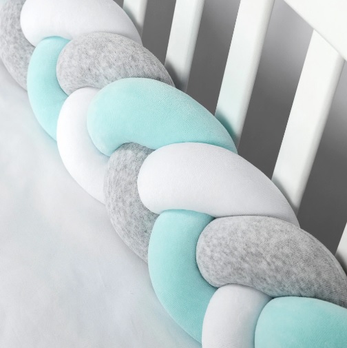 Apărătoare pătuț PernaMea Cosiță Turcoaz (1 piesă), 120x15 cm