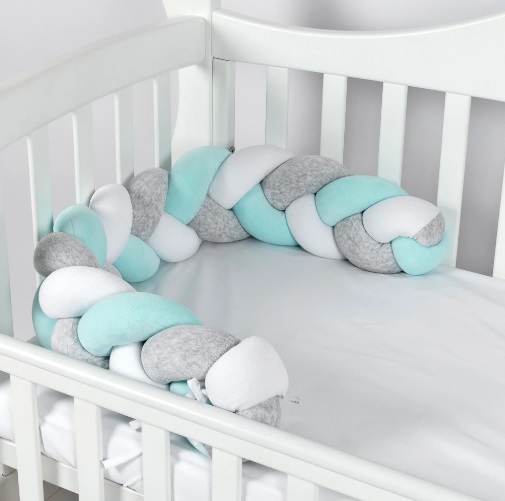 Apărătoare pătuț PernaMea Cosiță Turcoaz (1 piesă), 120x15 cm