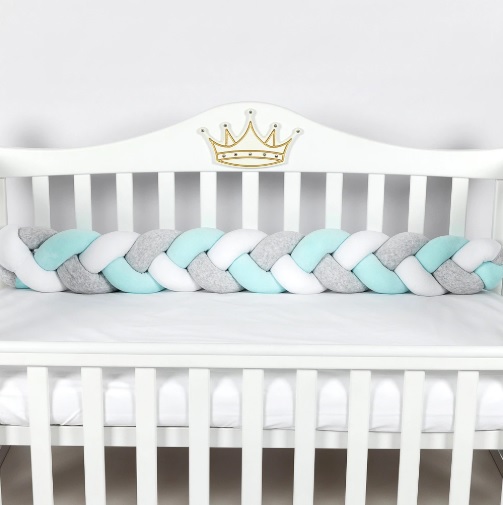 Apărătoare pătuț PernaMea Cosiță Turcoaz (1 piesă), 120×15 cm (PM.101756/2)