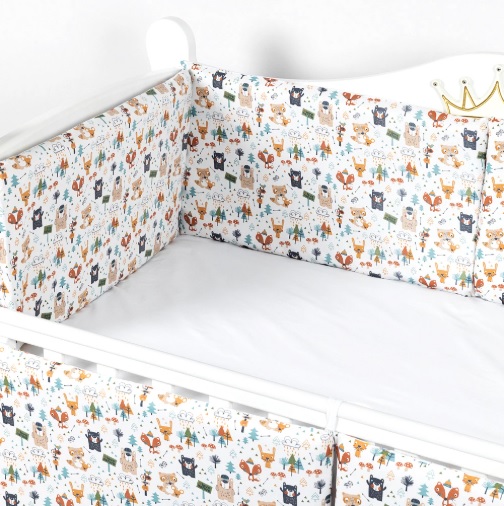 Apărătoare pătuț PernaMea Forest Albastru (6 piese), 120x60 cm