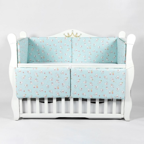 Бортики в кроватку PernaMea Мишка Бирюзовый (6 предметов), 120×60 см (PM.101755/13)