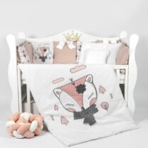 Lenjerie de pătuț PernaMea Cosiță Vulpe (8 piese), 120x60 cm