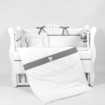 Lenjerie de pătuț PernaMea Elegance Gri (8 piese), 120x60 cm