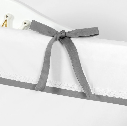 Lenjerie de pătuț PernaMea Elegance Gri (8 piese), 120x60 cm
