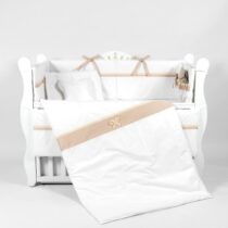 Lenjerie de pătuț PernaMea Elegance Maro (8 piese), 120x60 cm