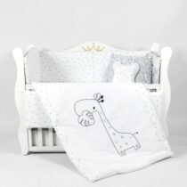 Lenjerie de pătuț PernaMea Lovely Giraffe (8 piese), 120x60 cm