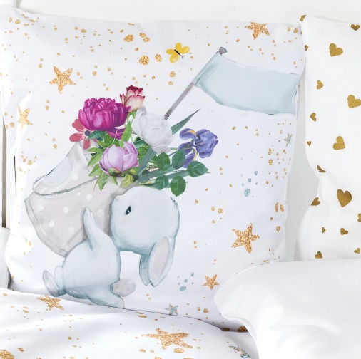 Lenjerie de pătuț PernaMea Premium Iepuraș Albastru (8 piese), 120x60 cm