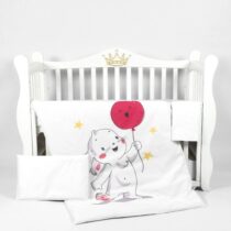 Lenjerie de pătuț PernaMea Premium Iepuraș Gri (3 piese), 120x60 cm