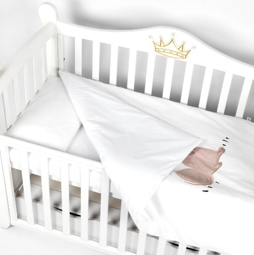 Lenjerie de pătuț PernaMea Premium Iepuraș Roz (3 piese), 120x60 cm