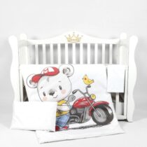 Lenjerie de pătuț PernaMea Premium Moto (3 piese), 120x60 cm