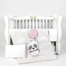 Lenjerie de pătuț PernaMea Premium Panda (3 piese), 120x60 cm