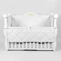 Apărătoare pătuț PernaMea Coroniță Roz (6 piese), 120x60 cm