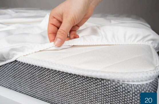 Cearsaf cu elastic JERSEY alb 160×80 cm Eucalyptus MDJ-101